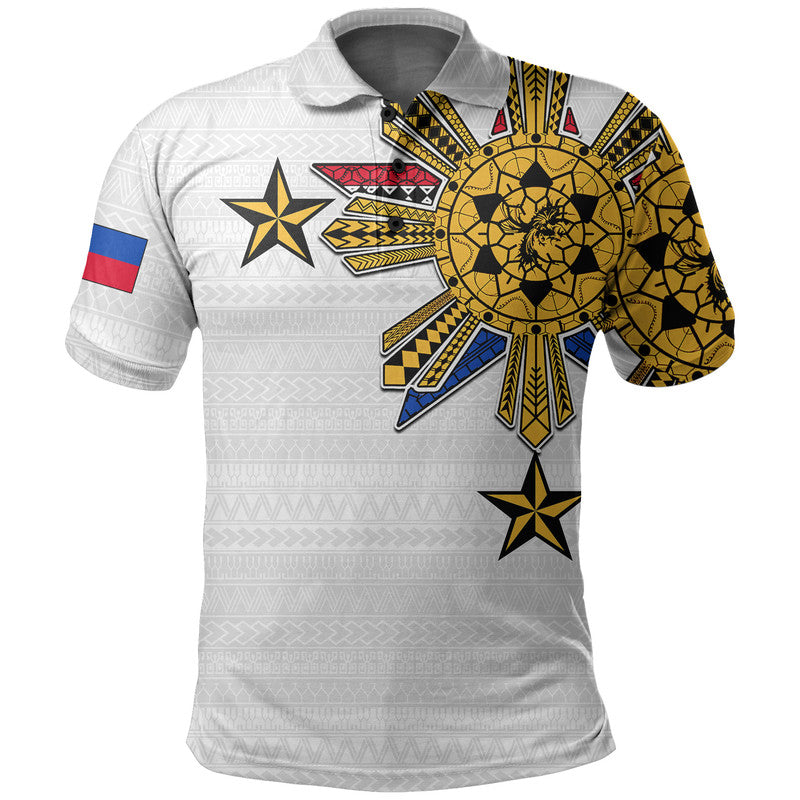 Custom Filipino Polo Shirt Tribal White Style LT6 - Wonder Print Shop