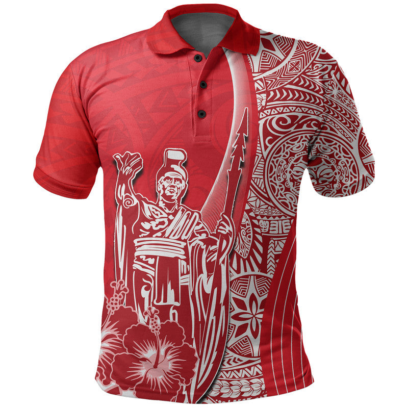 Hawaiian King Kamehameha Polo Shirt Vibe Red Style LT6 - Wonder Print Shop