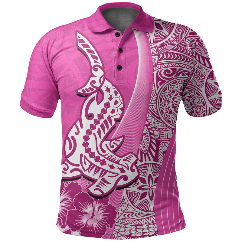 Hawaiian Shark Polynesian Polo Shirt Vibe Pink Style LT6 - Wonder Print Shop