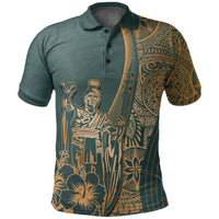 Hawaiian King Kamehameha Polo Shirt Vibe Green Style LT6 - Wonder Print Shop