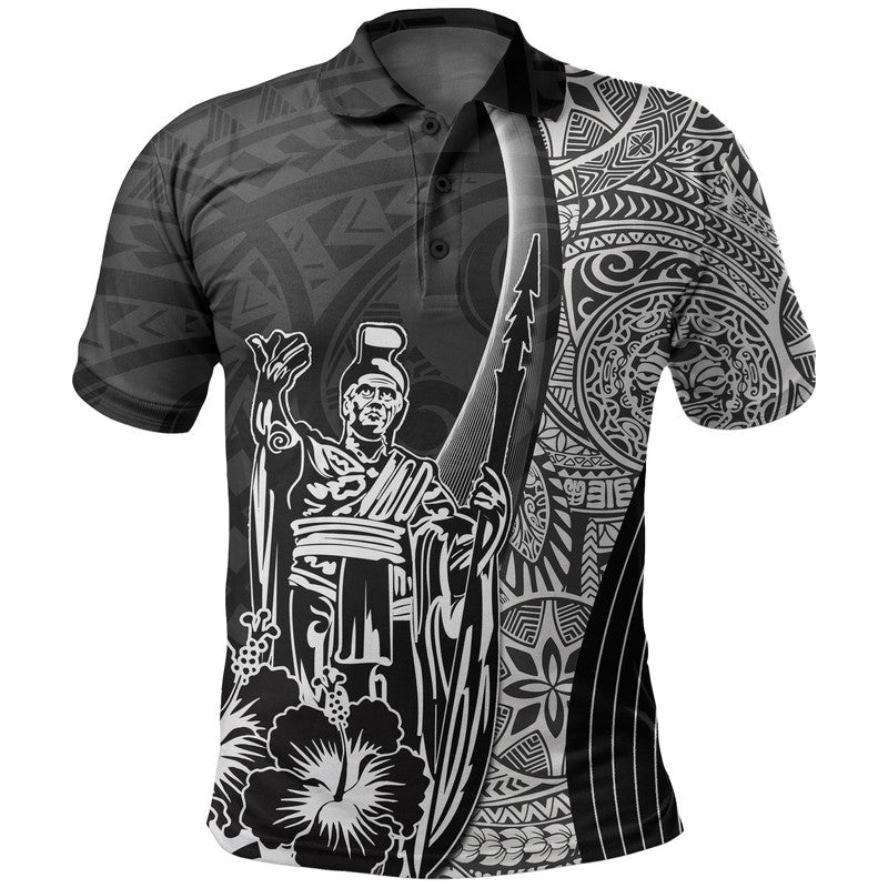 Hawaiian King Kamehameha Polo Shirt Vibe Black Style LT6 - Wonder Print Shop