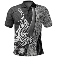 Hawaiian Shark Polynesian Polo Shirt Vibe Black Style LT6 - Wonder Print Shop