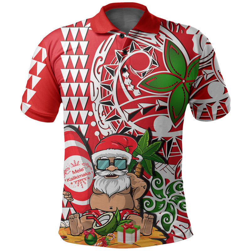 Hawaii Mele Kalikimaka Santa Claus Beach Polo Shirt LT6 - Wonder Print Shop