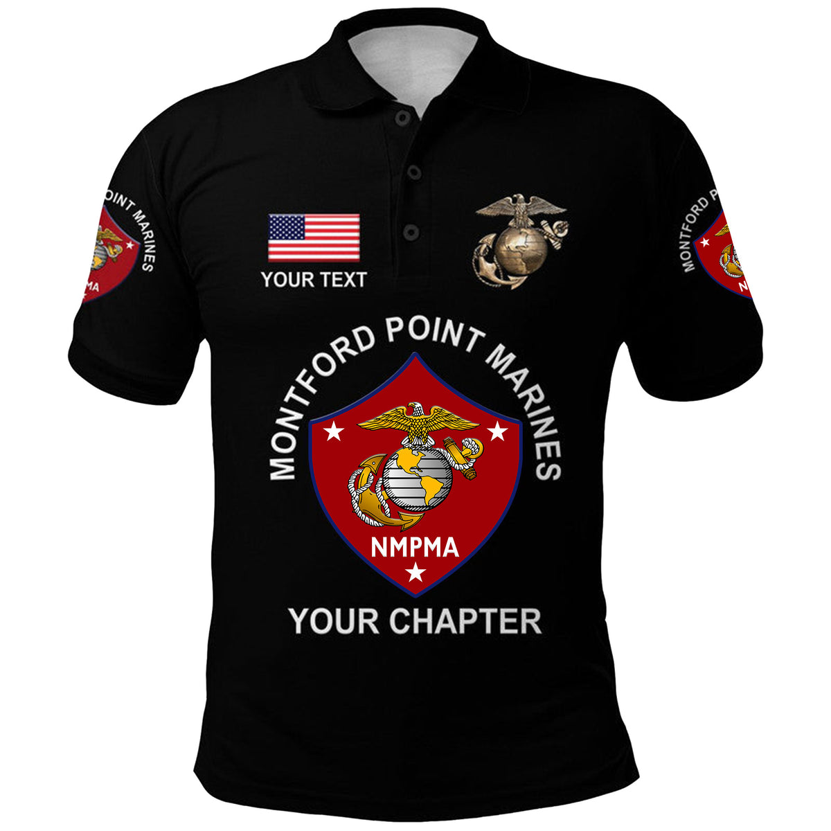 Custom Montford Point Marines Polo Shirt African American Marine Corps Original Black LT8 - Wonder Print Shop
