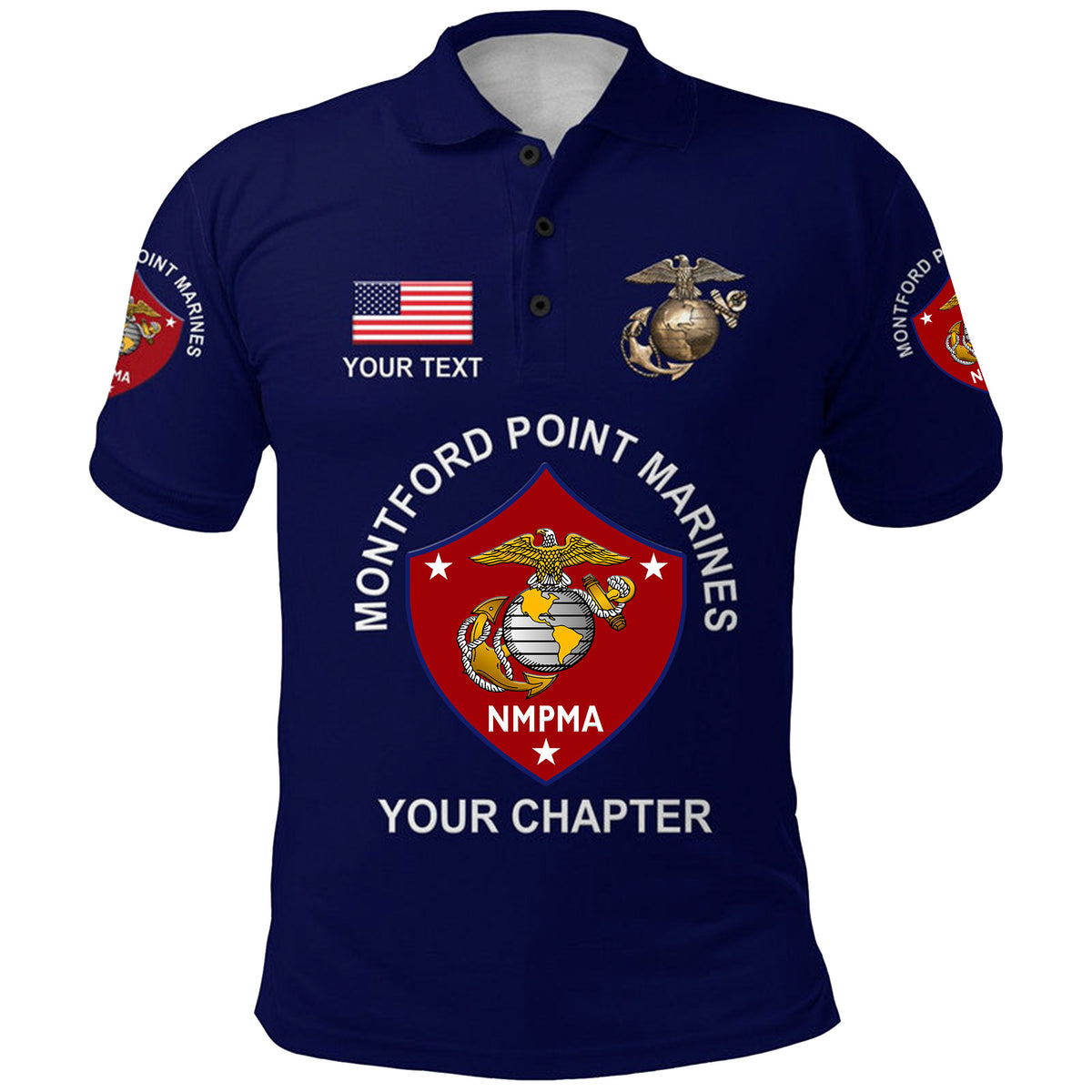 Custom Montford Point Marines Polo Shirt African American Marine Corps Original Navy Blue LT8 - Wonder Print Shop