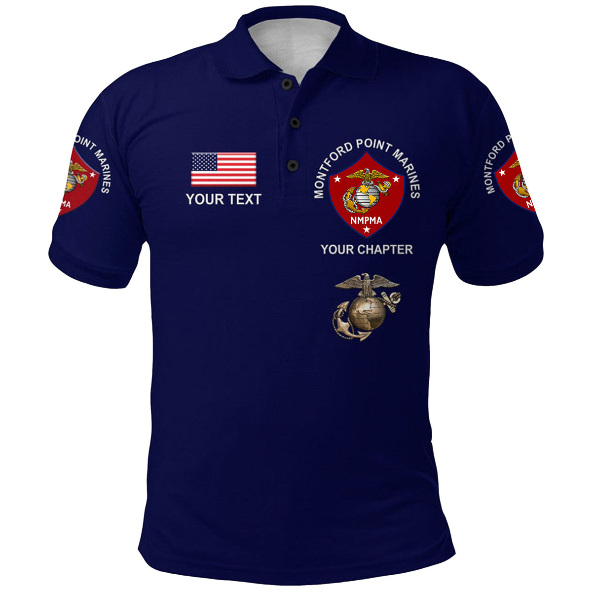 Custom Montford Point Marines Polo Shirt African American Marine Corps Simple Navy Blue LT8 - Wonder Print Shop