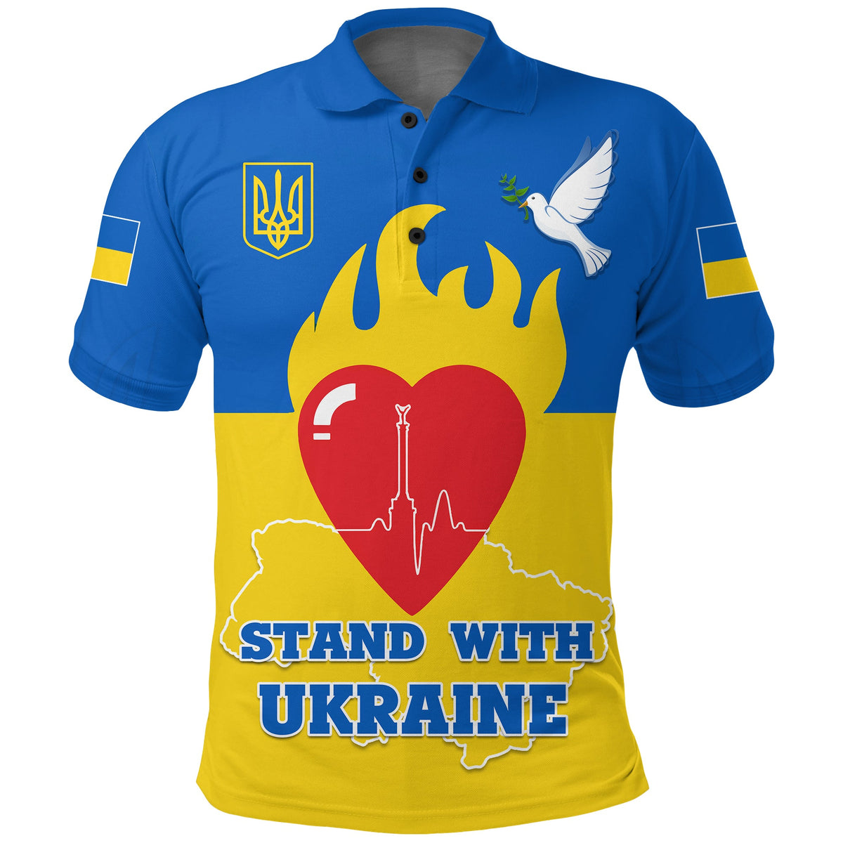 Stand with Ukraine Polo Shirt Peace Love and is Not Russia LT4 - Wonder Print Shop