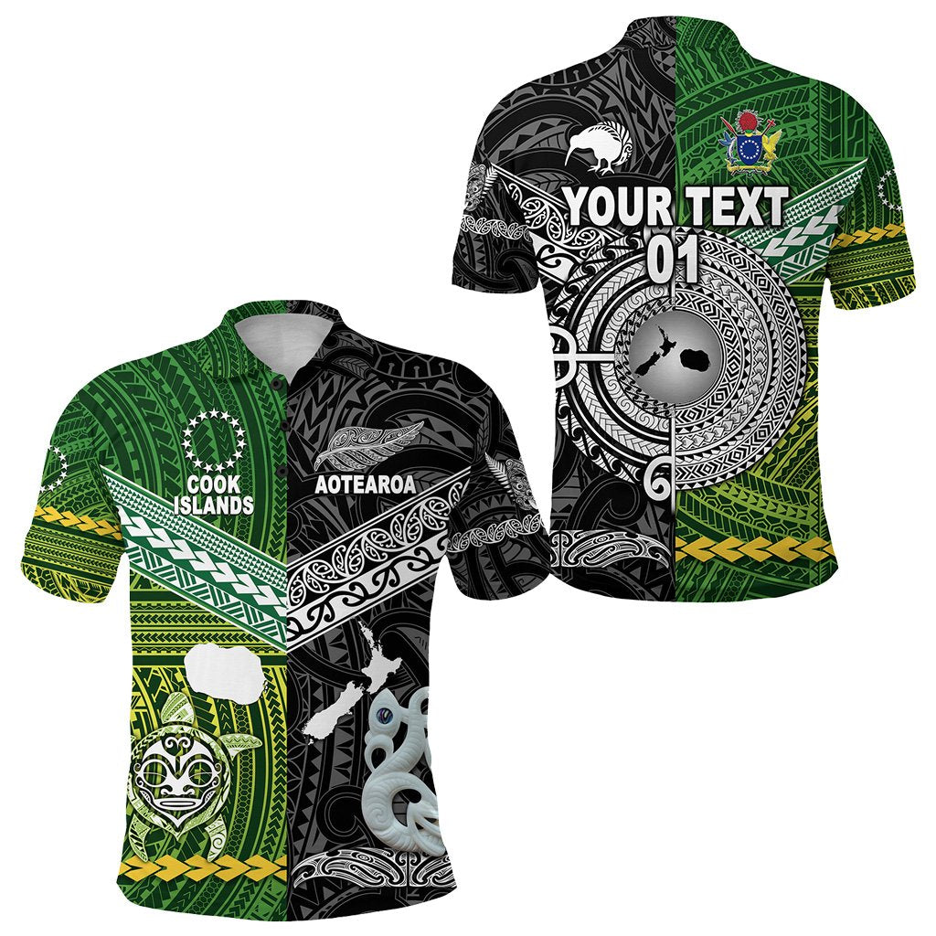 custom-personalised-new-zealand-maori-aotearoa-polo-shirt-cook-islands-together-black-custom-text-and-number