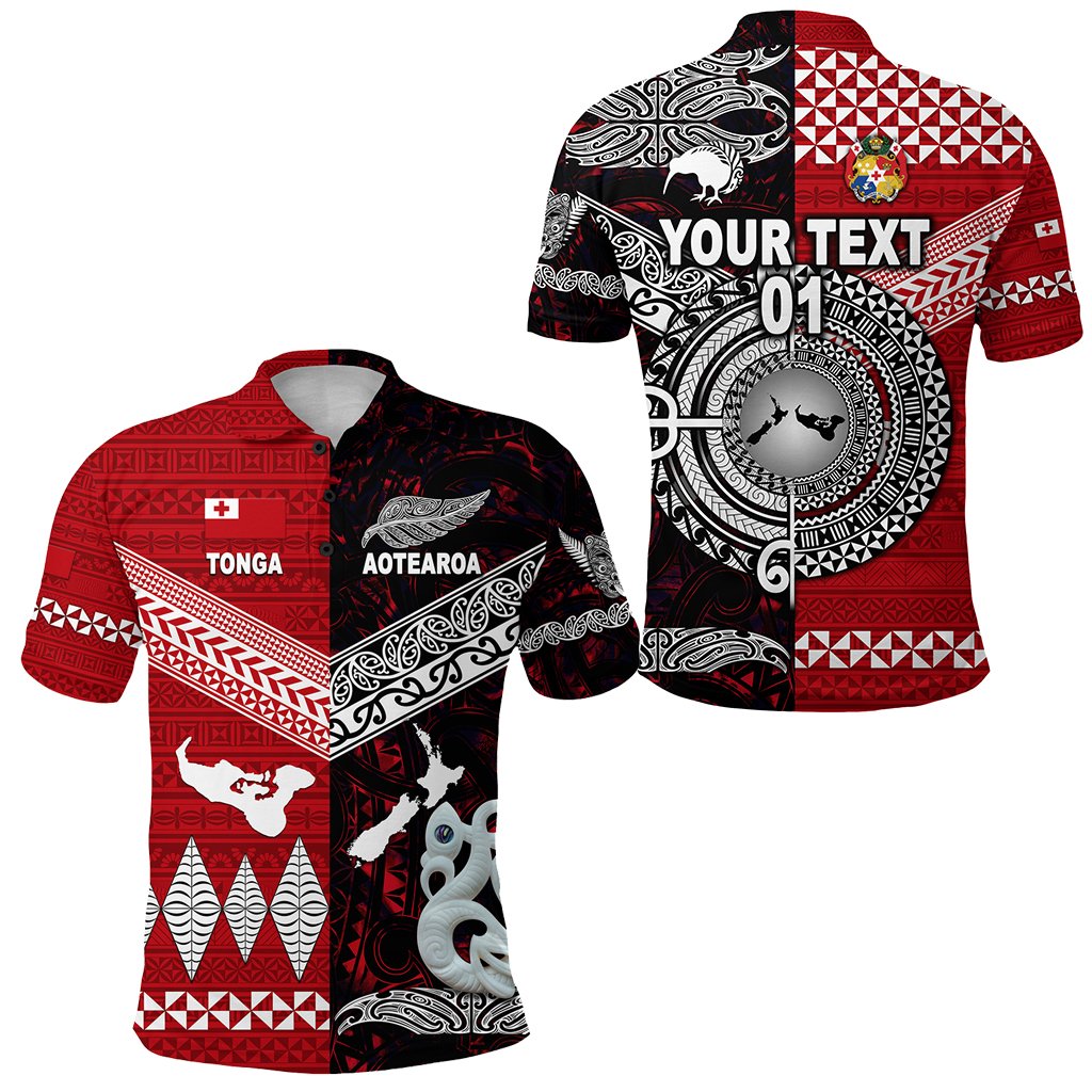 custom-personalised-new-zealand-maori-aotearoa-tonga-polynesian-together-polo-shirt-red-custom-text-and-number