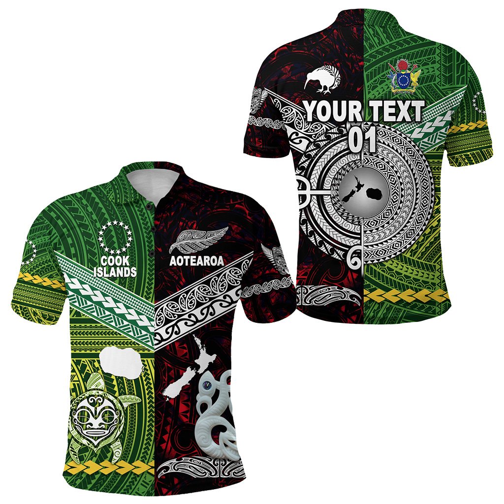 custom-personalised-new-zealand-maori-aotearoa-polo-shirt-cook-islands-together-red-custom-text-and-number