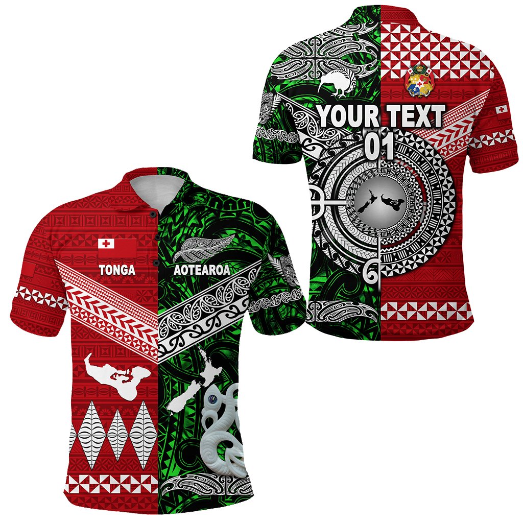 custom-personalised-new-zealand-maori-aotearoa-tonga-polynesian-together-polo-shirt-green-custom-text-and-number