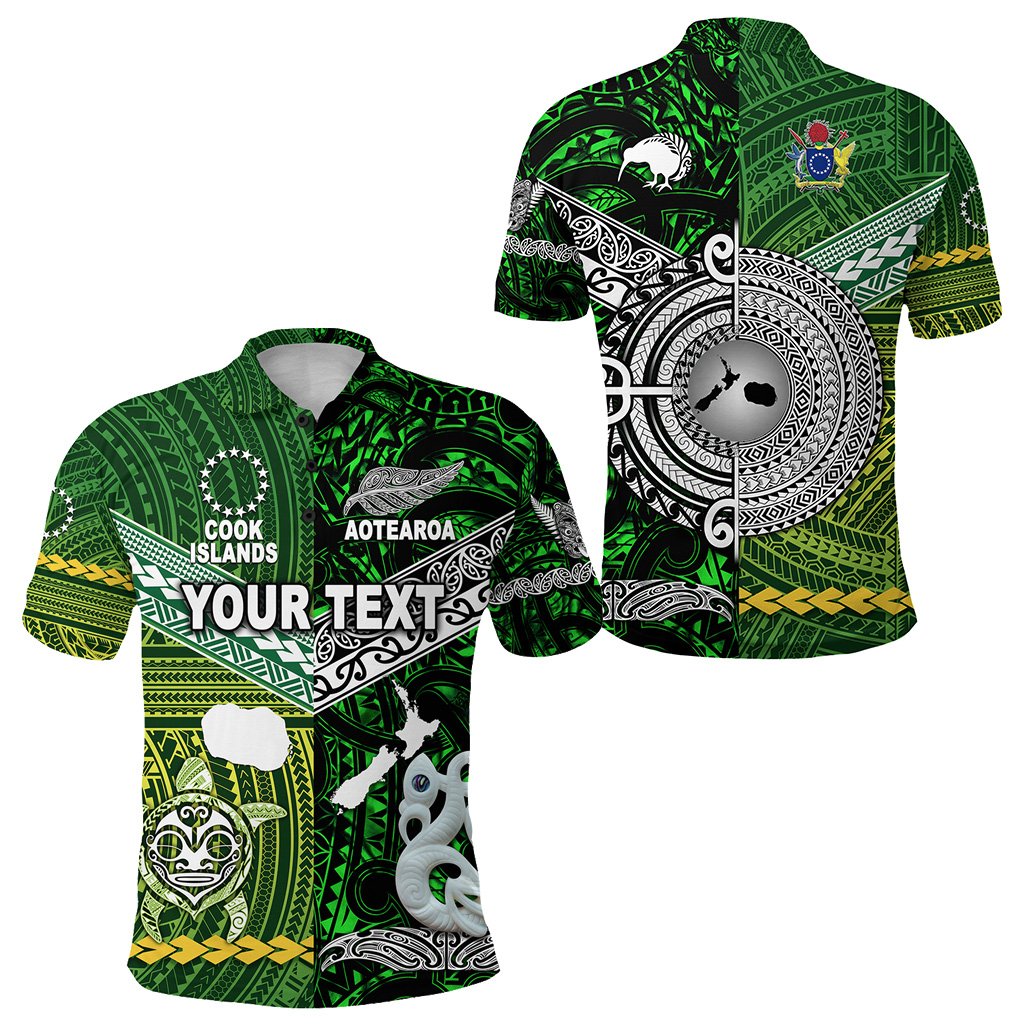 custom-personalised-new-zealand-maori-aotearoa-polo-shirt-cook-islands-together-green