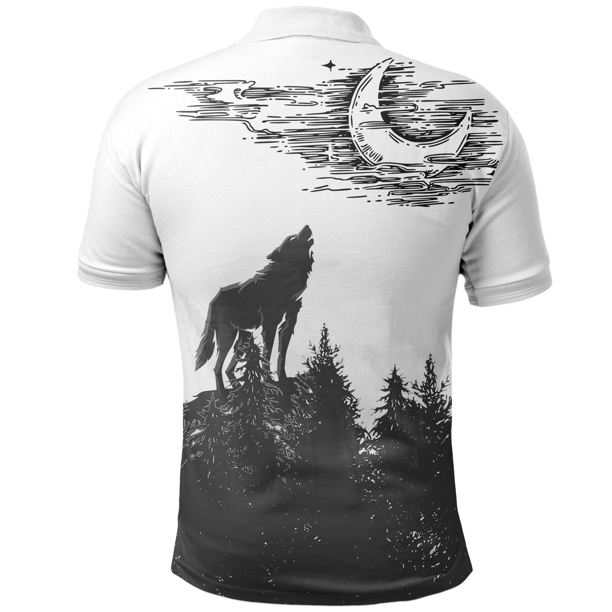 Viking Raven and Wolf In Pine Forest Polo Shirt RLT12 - Wonder Print Shop