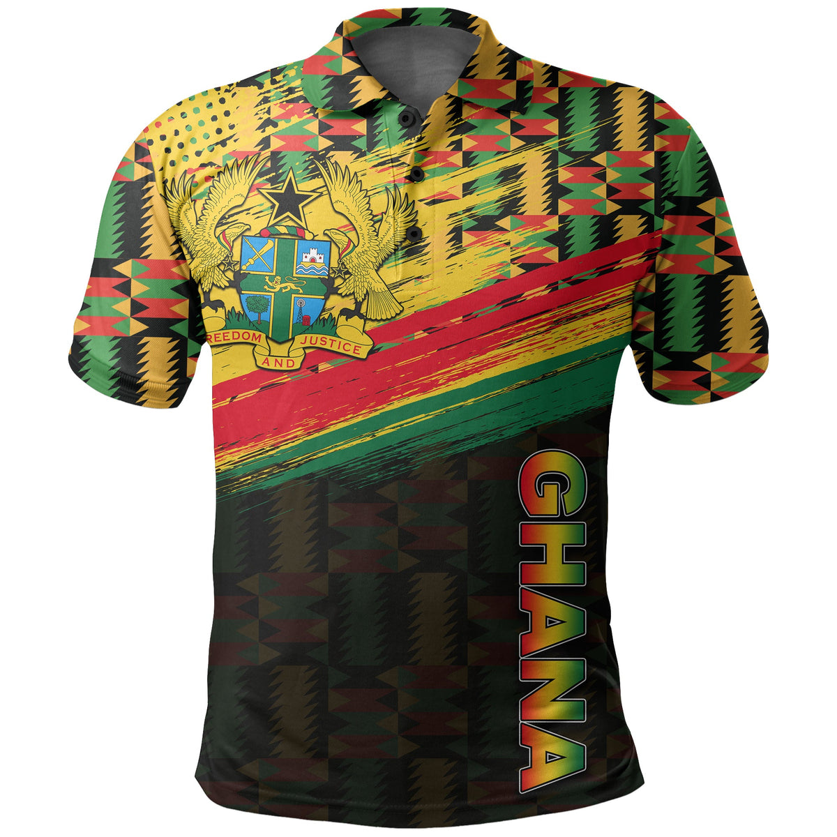 Ghana Polo Shirt Polygonal LT6 - Wonder Print Shop