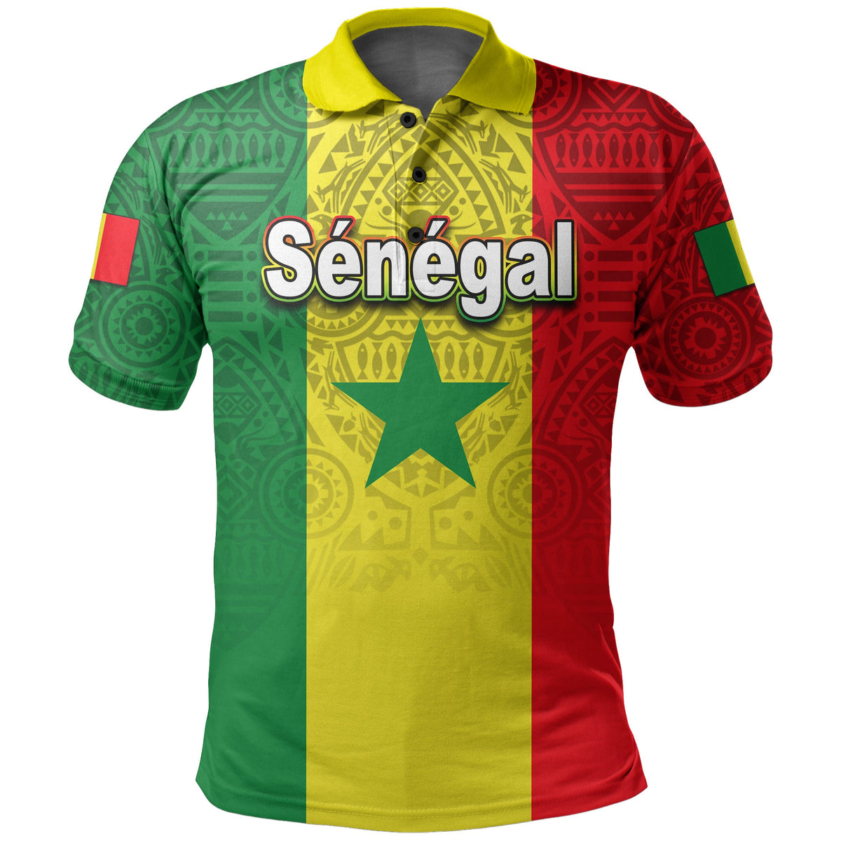 Senegal Polo Shirt Independence Day African Pattens LT6 - Wonder Print Shop