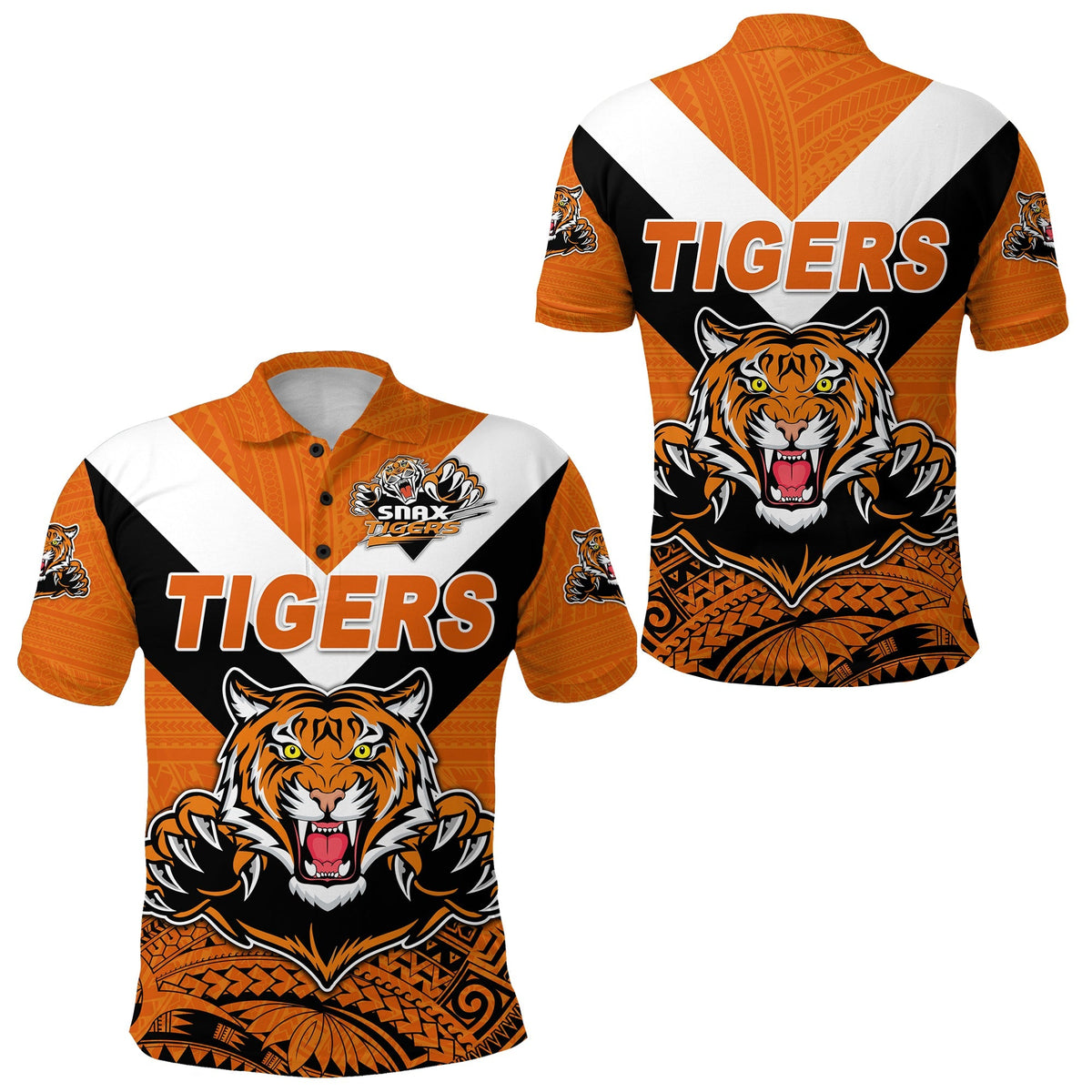 Papua New Guinea Lae Snax Tigers Polo Shirt Rugby Simple Style Orange LT8 - Wonder Print Shop