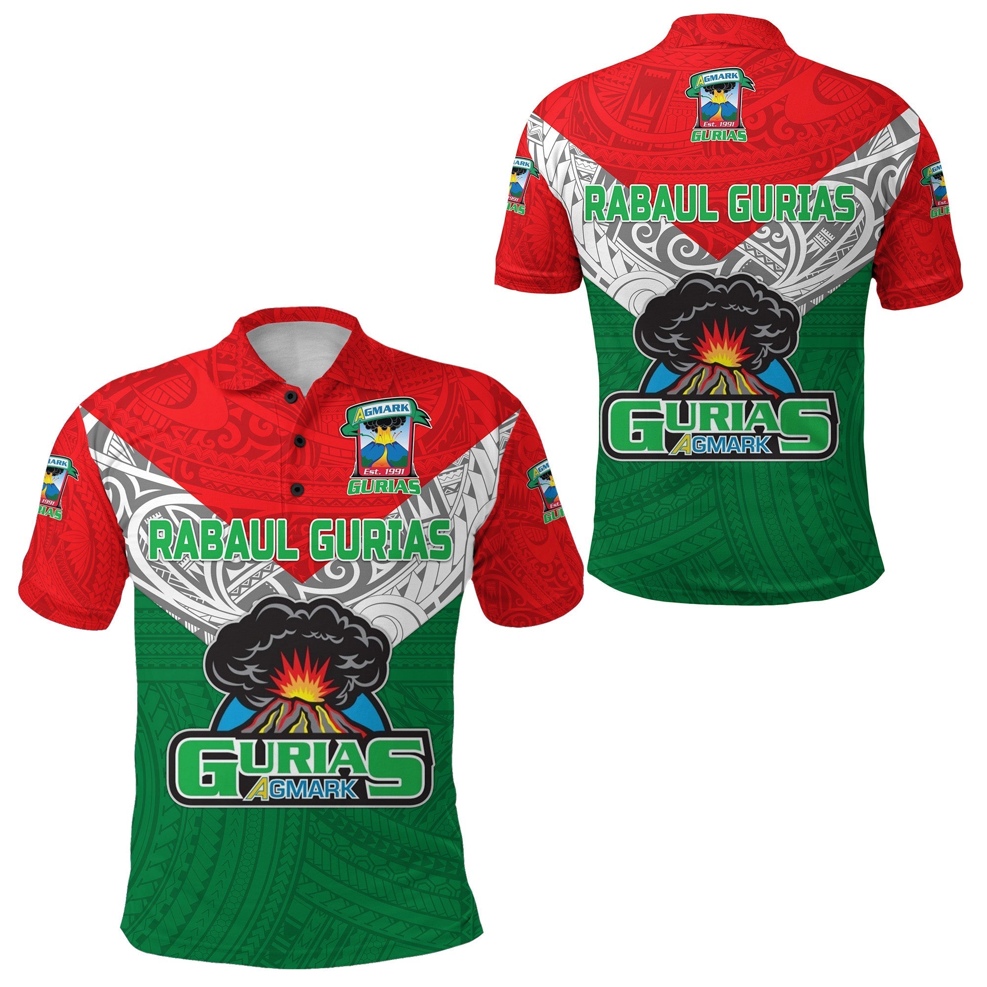 Papua New Guinea Agmark Rabaul Gurias Polo Shirt Rugby Green LT8 - Wonder Print Shop