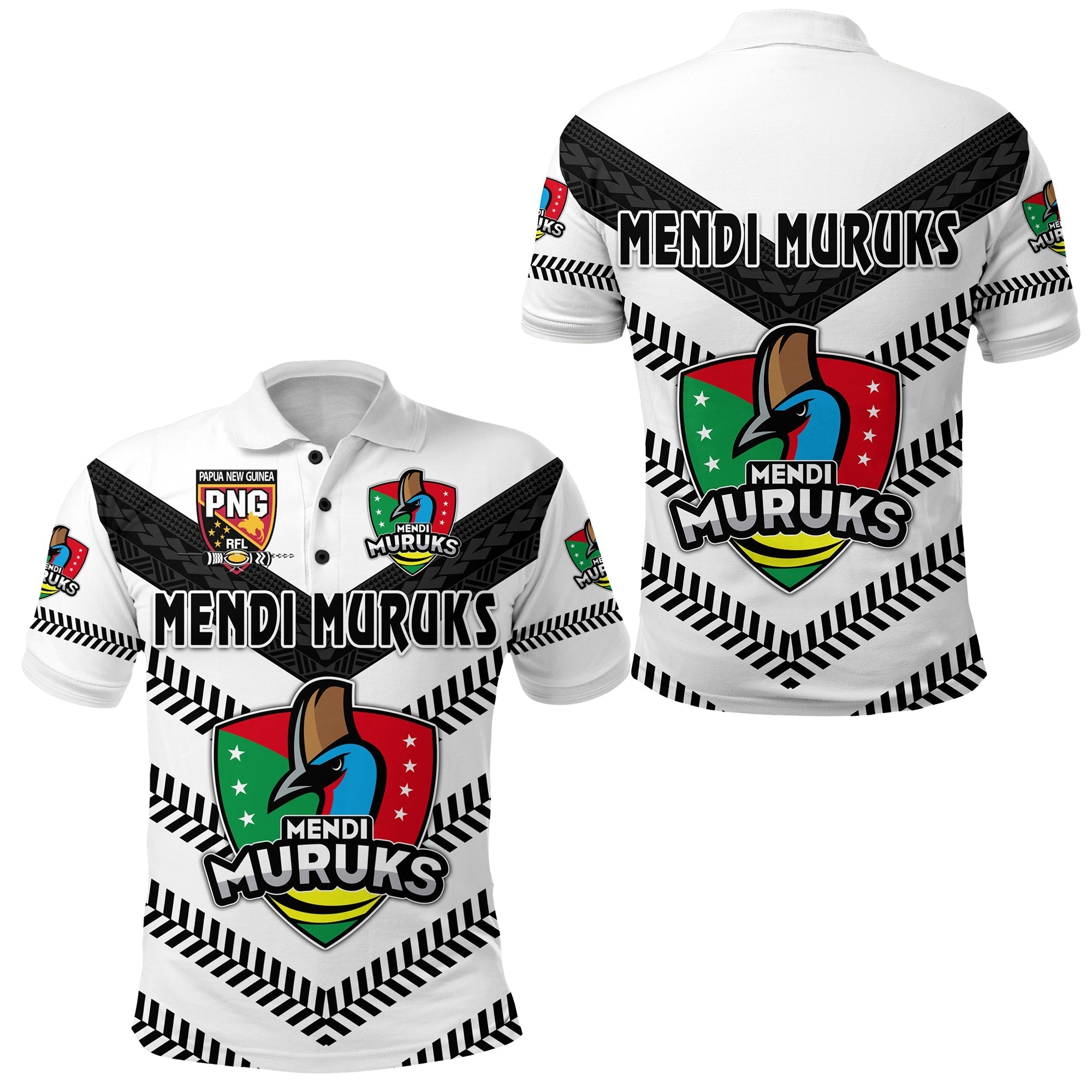 Papua New Guinea PRK Mendi Muruks Polo Shirt Rugby Original Style White LT8 - Wonder Print Shop