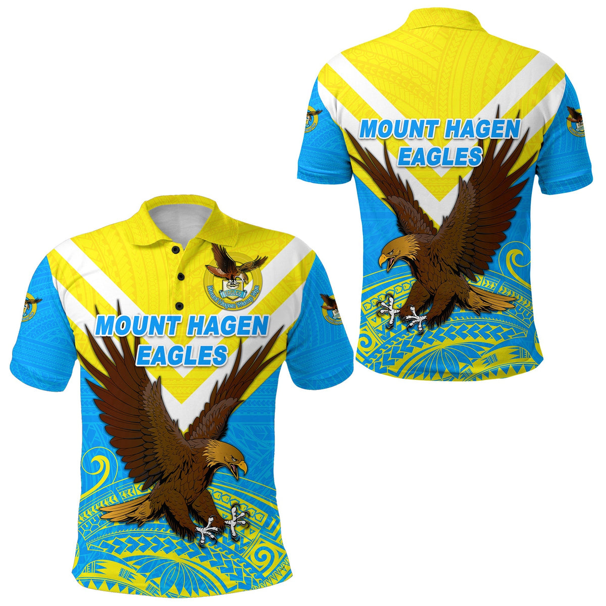 Papua New Guinea Mount Hagen Eagles Polo Shirt Wamp Nga Rugby Blue LT8 - Wonder Print Shop
