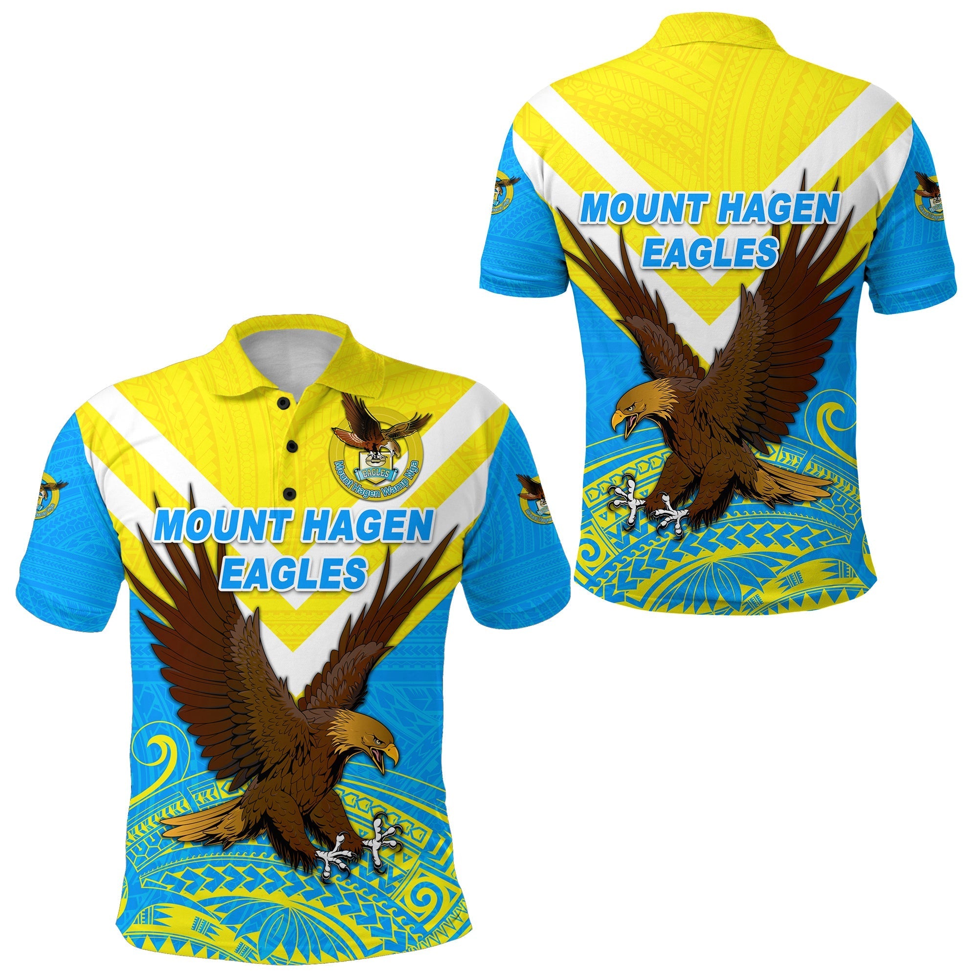 Papua New Guinea Mount Hagen Eagles Polo Shirt Wamp Nga Rugby Blue LT8 - Wonder Print Shop