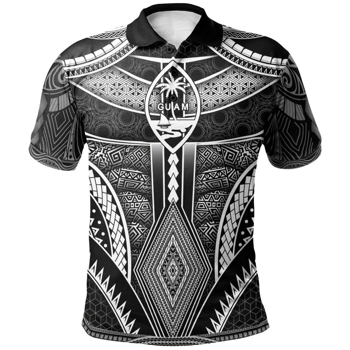 Polynesian Polo - Guam Symbols With Poly Patterns - Wonder Print Shop