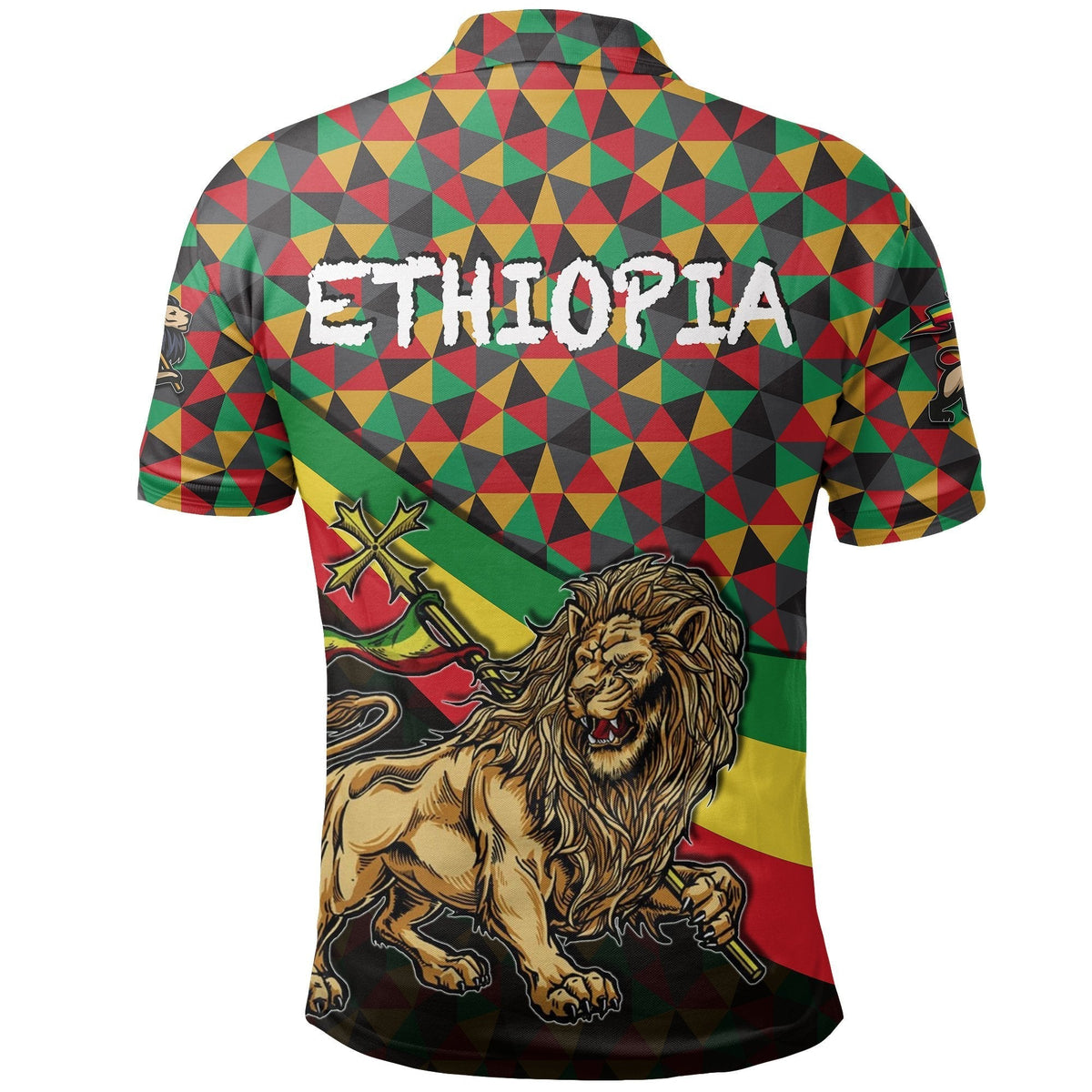 Ethiopia Polo Shirt Lion Of Judah Rasta Patterns No.2 LT6 - Wonder Print Shop