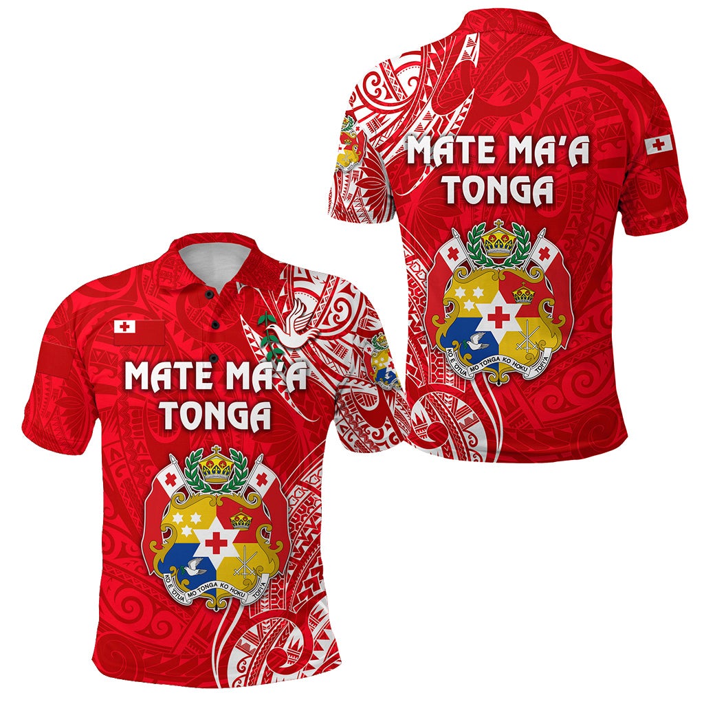 Tonga Polo Shirt Coat Of Arms Simple Vibes Bright Red LT8 - Wonder Print Shop