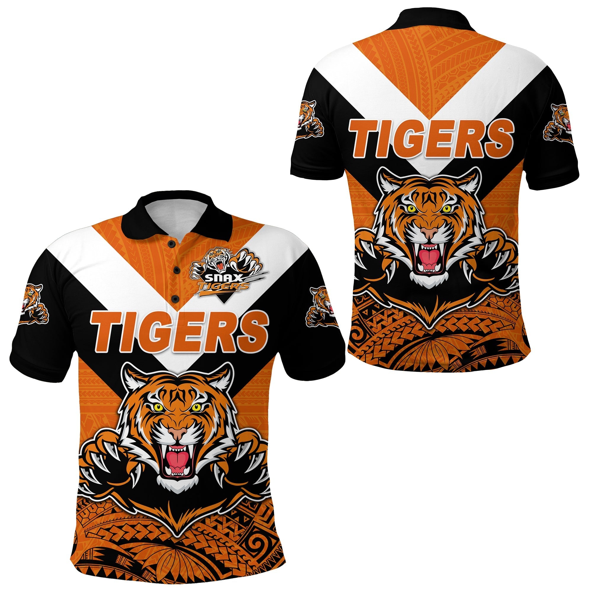 Papua New Guinea Lae Snax Tigers Polo Shirt Rugby Simple Style Black LT8 - Wonder Print Shop