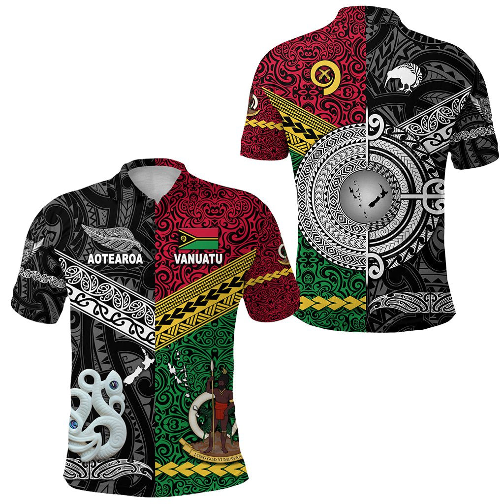 Vanuatu New Zealand Polo Shirt Together Black LT8 - Wonder Print Shop