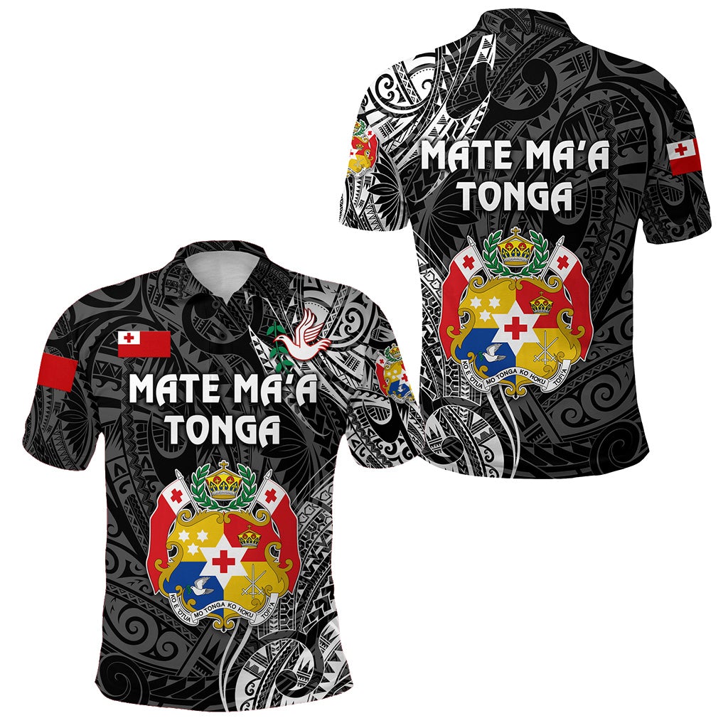 Tonga Polo Shirt Coat Of Arms Simple Vibes Black LT8 - Wonder Print Shop
