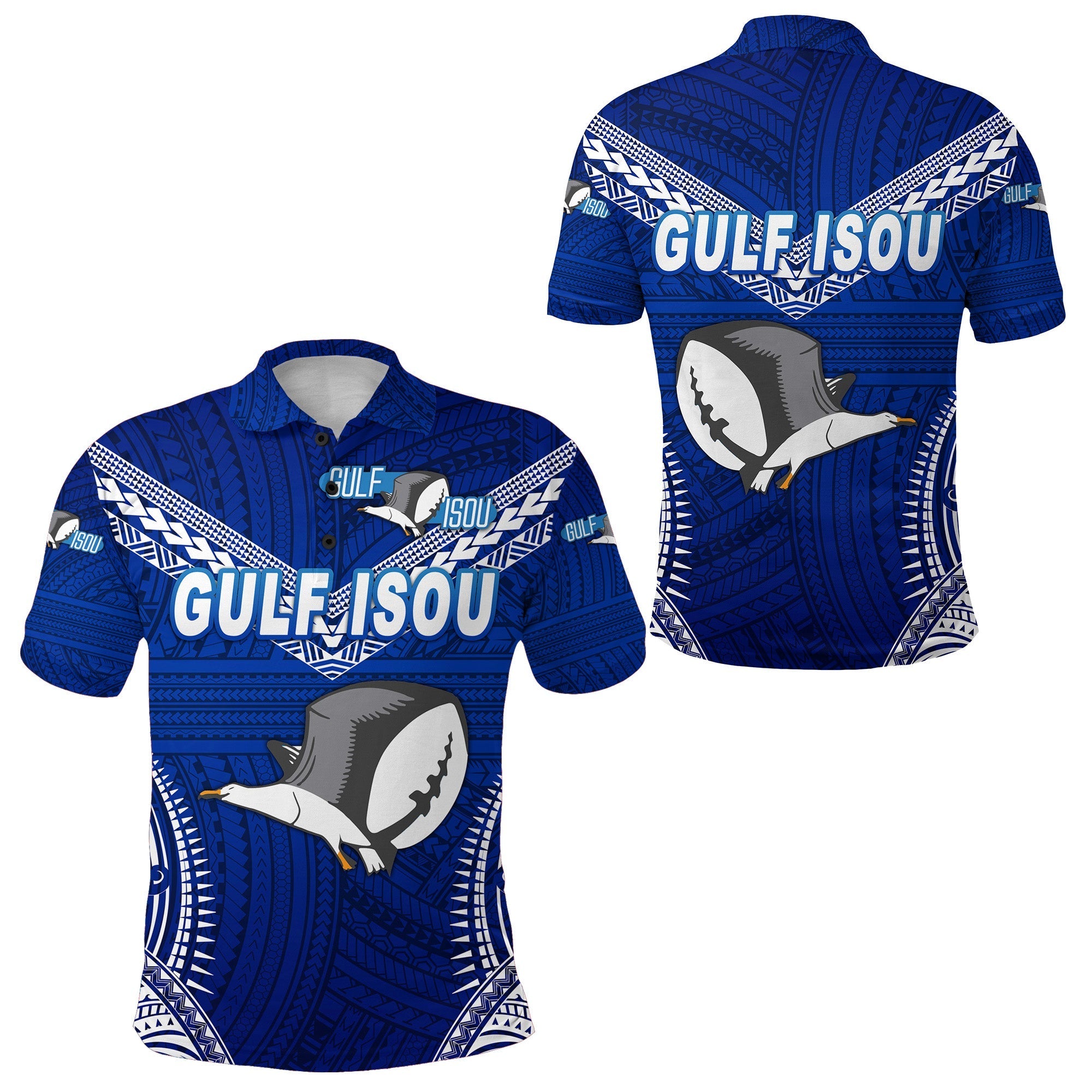 Papua New Guinea PRK Gulf Isou Polo Shirt Rugby Original Style Blue LT8 - Wonder Print Shop