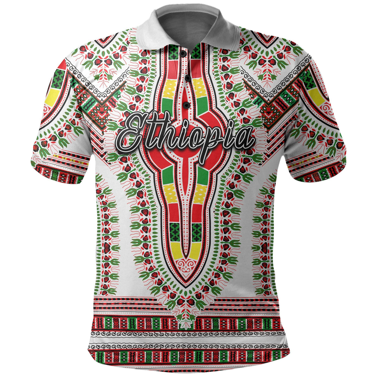 Custom Ethiopia Polo Shirt Dashiki White Style LT6 - Wonder Print Shop
