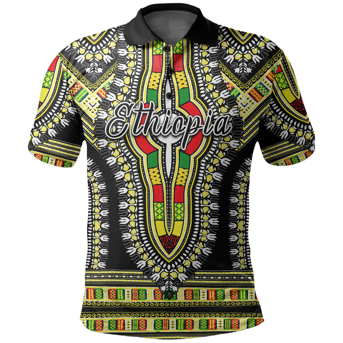 Custom Ethiopia Polo Shirt Dashiki Black Style LT6 - Wonder Print Shop