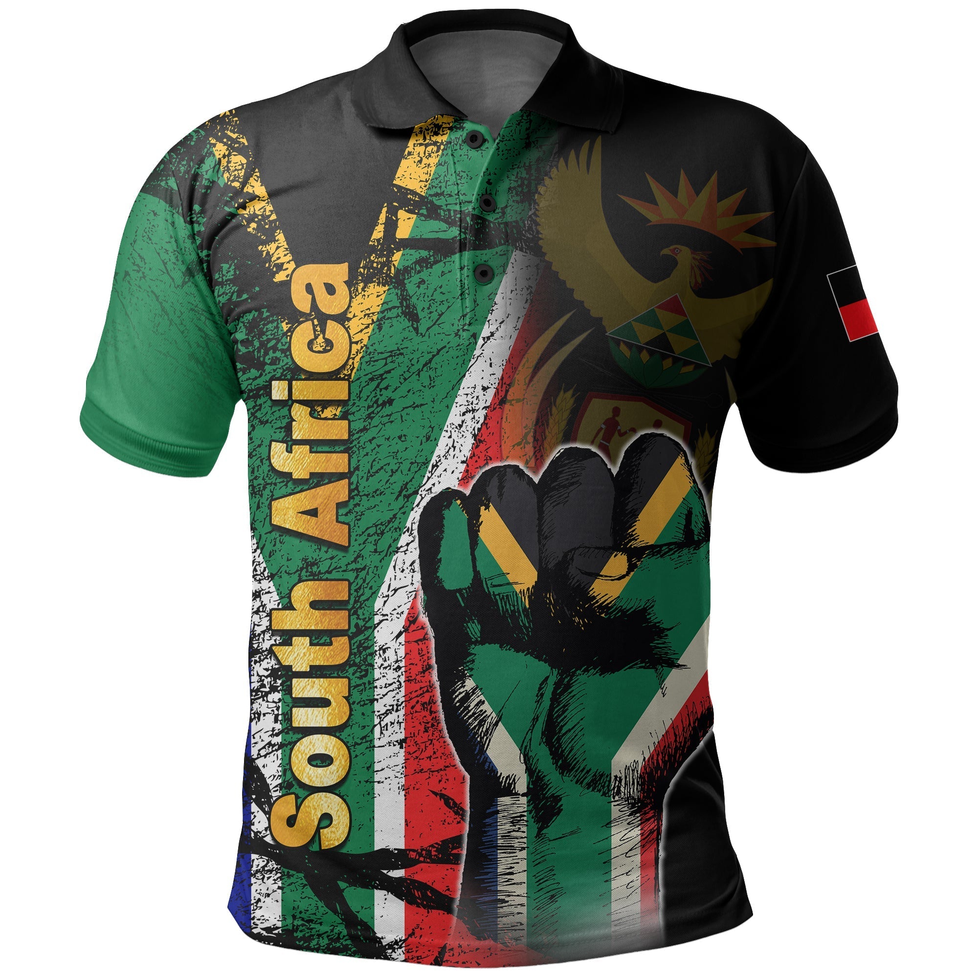 Custom South Africa Polo Shirt Flag Grunge Style LT6 - Wonder Print Shop