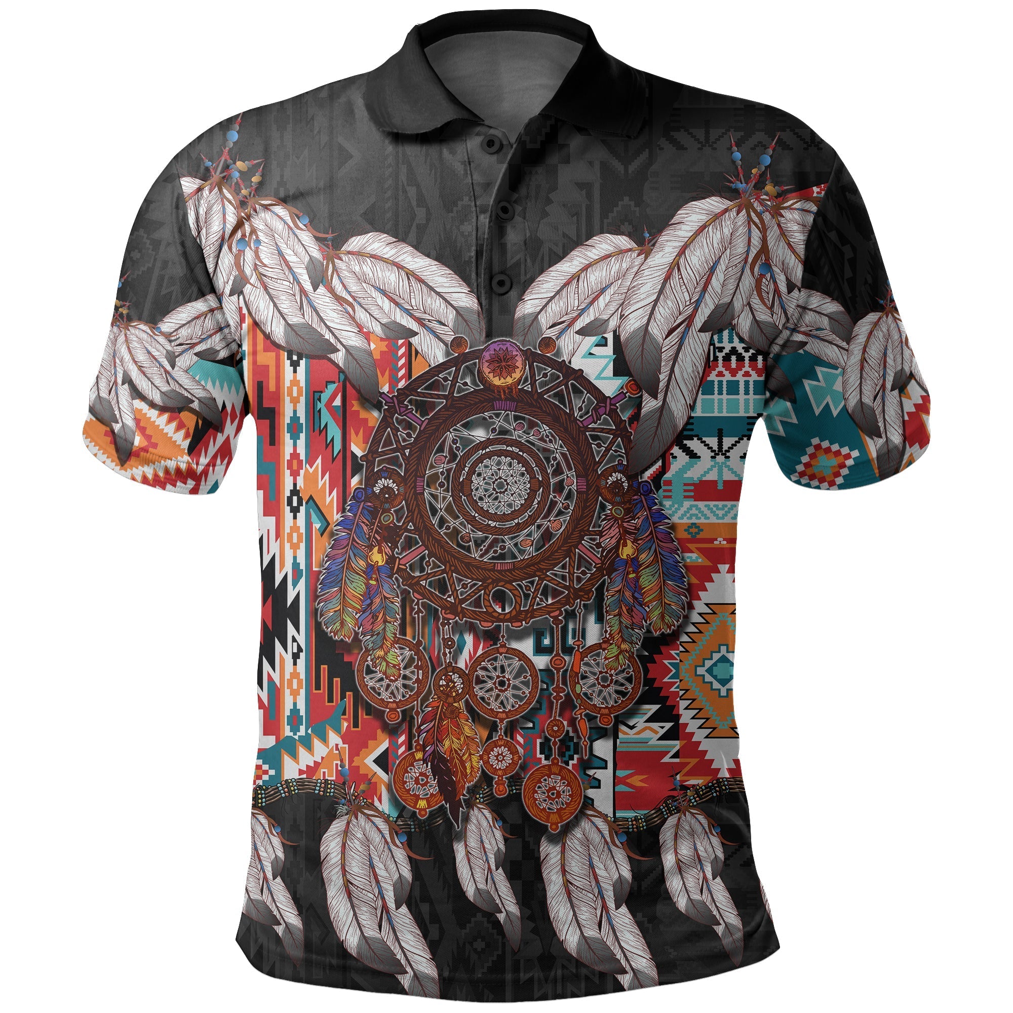custom-personalised-native-american-polo-shirt-native-patterns-dreamcatcher