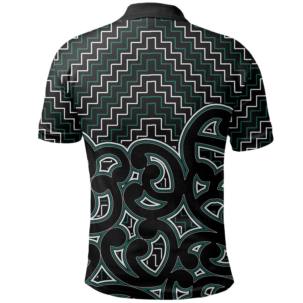 New Zealand Polo Shirt Maori Graphic Tee patterns Green LT6 - Wonder Print Shop