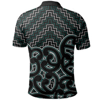 New Zealand Polo Shirt Maori Graphic Tee patterns Green LT6 - Wonder Print Shop