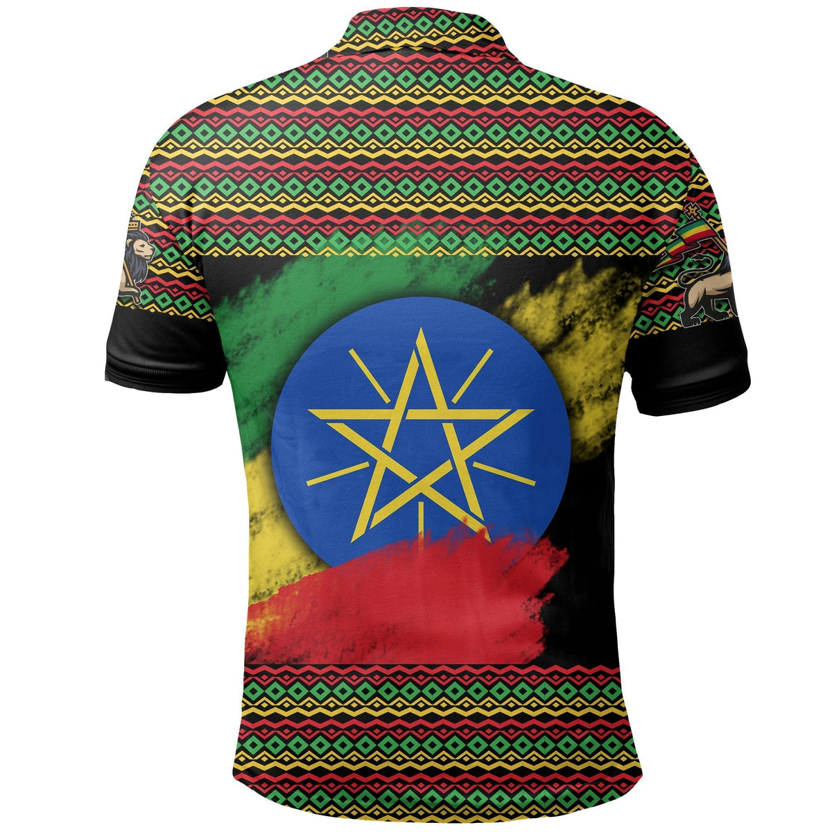 Ethiopia Polo Shirt Lion Of Judah Flag Grunge LT6 - Wonder Print Shop
