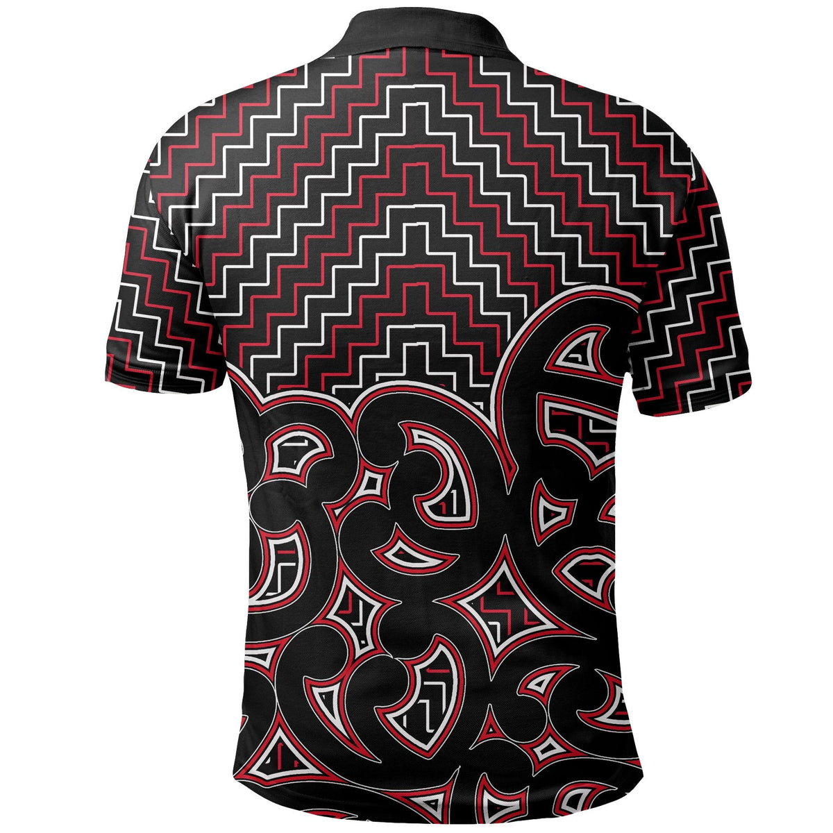 New Zealand Polo Shirt Maori Graphic Tee patterns Red LT6 - Wonder Print Shop