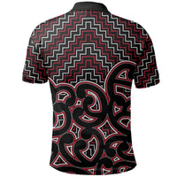 New Zealand Polo Shirt Maori Graphic Tee patterns Red LT6 - Wonder Print Shop