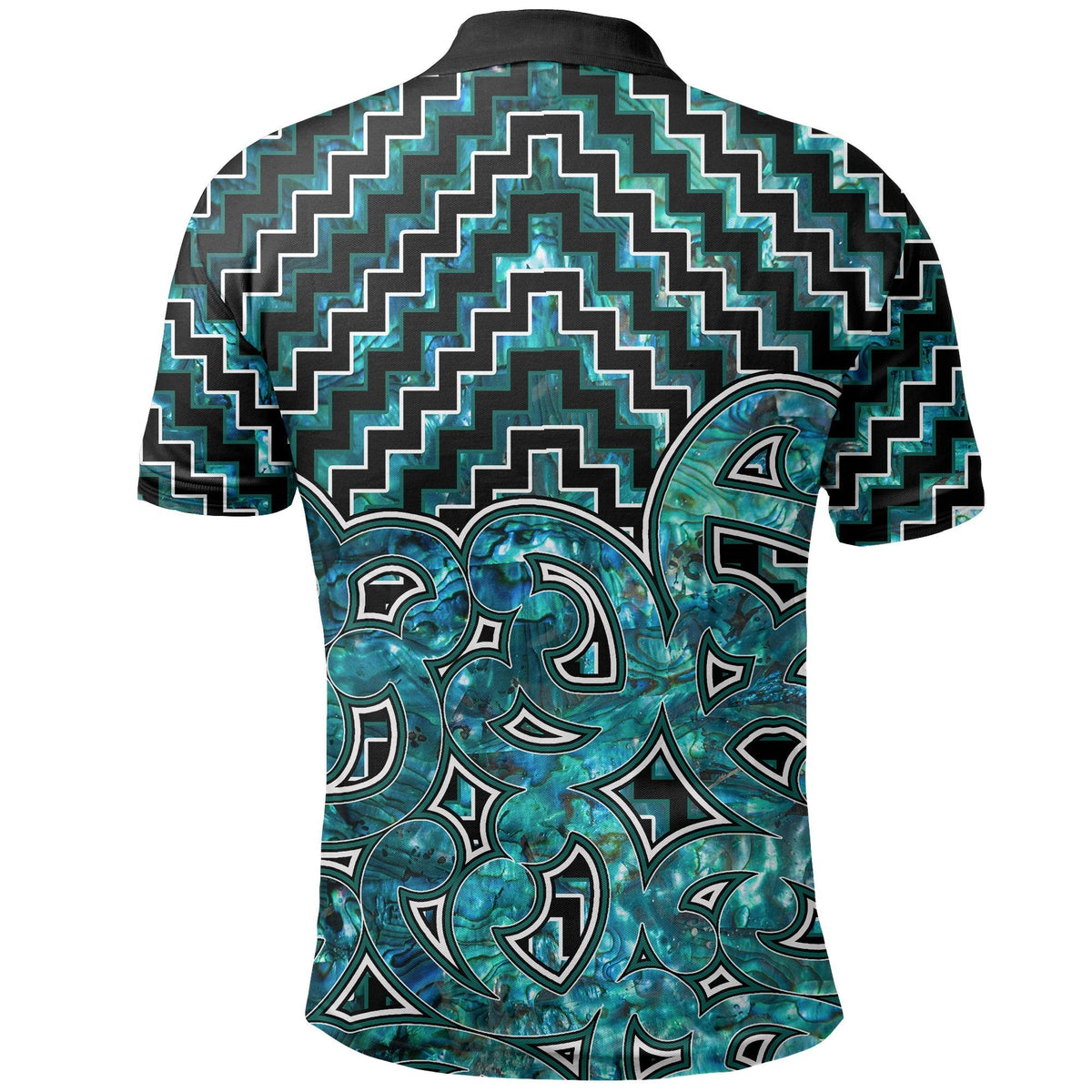 New Zealand Polo Shirt Maori Graphic Tee patterns Paua Shell LT6 - Wonder Print Shop