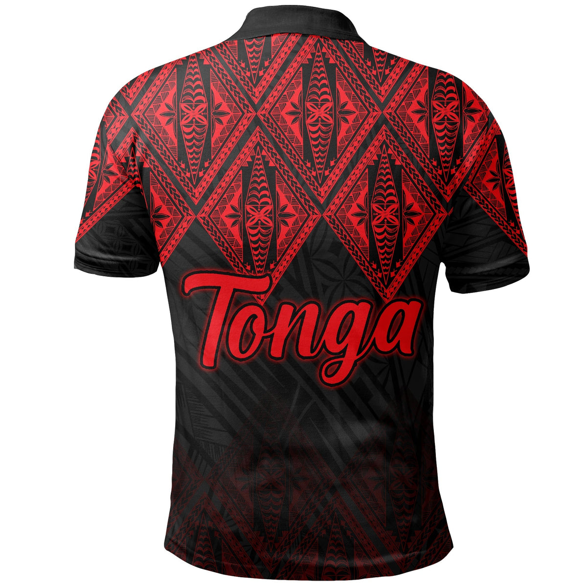 Tonga Polo Shirt Ngatu Black and Red Style LT6 - Wonder Print Shop