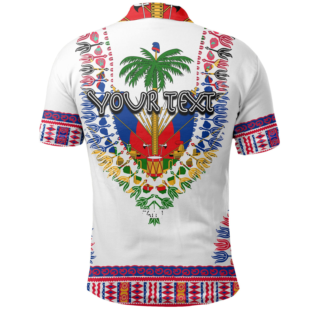 Custom Haiti Polo Shirt Dashiki Mix Coat Of Arms White Style LT6 - Wonder Print Shop
