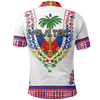 Custom Haiti Polo Shirt Dashiki Mix Coat Of Arms White Style LT6 - Wonder Print Shop