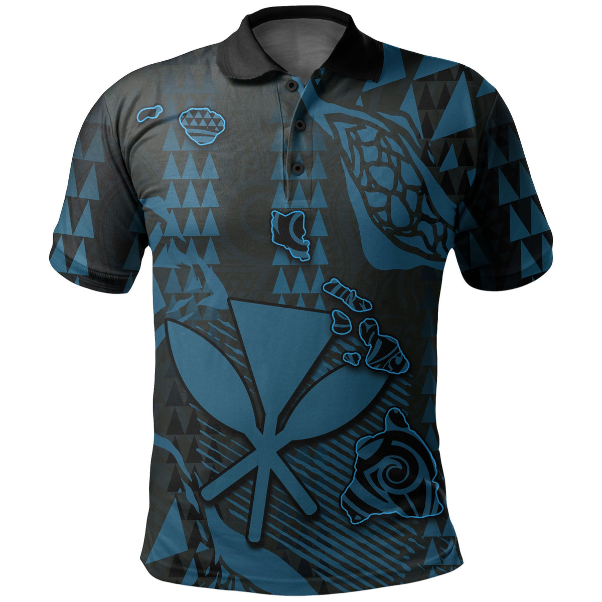 Custom Hawaii Golf Shirts Kanaka Map Polo Shirt Blue Style LT6 - Wonder Print Shop