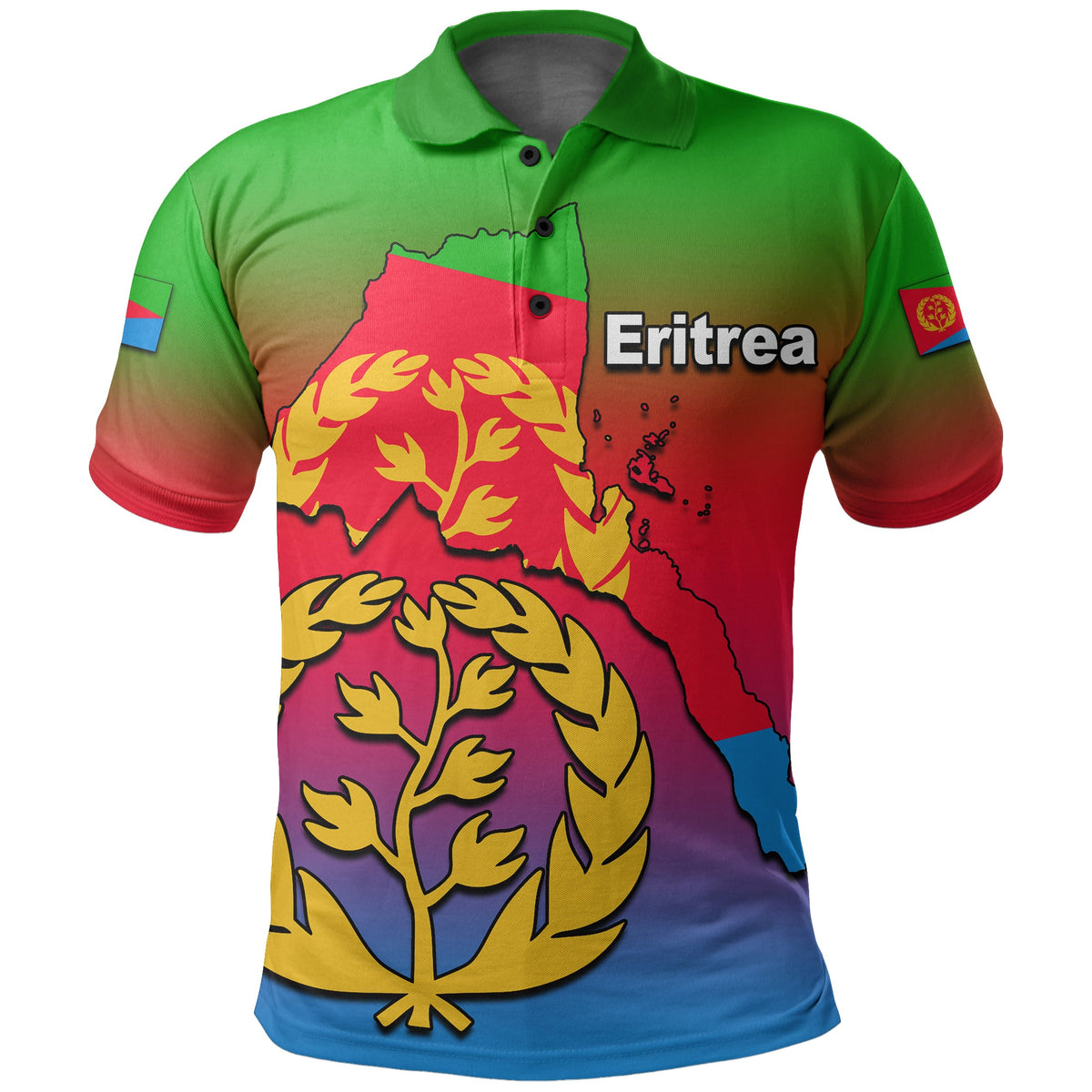 Custom Eritrea Polo Shirt Gradient Color Flag With Map LT6 - Wonder Print Shop