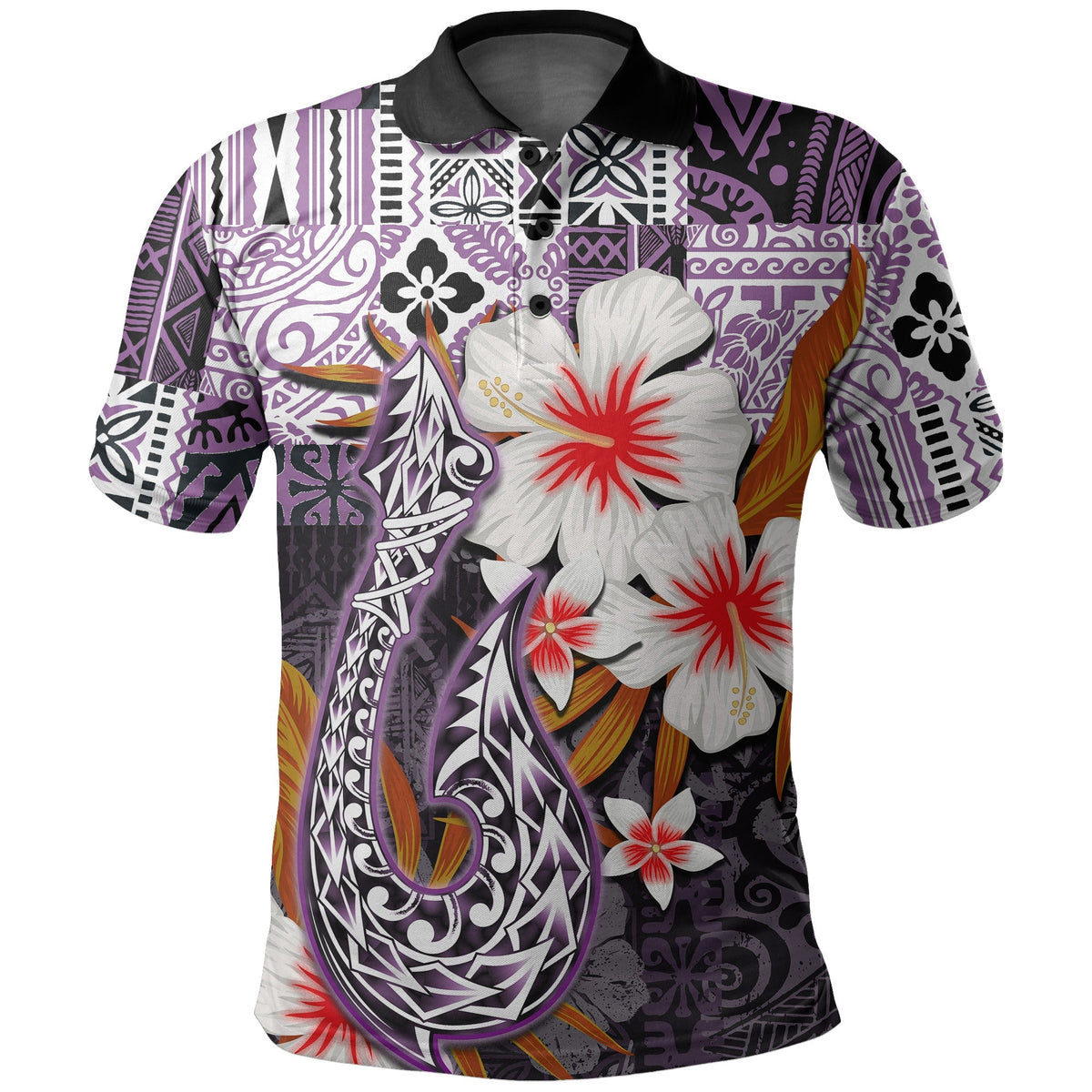 Custom Hawaii Fish Hook Polo Shirt Purple Style LT6 - Wonder Print Shop
