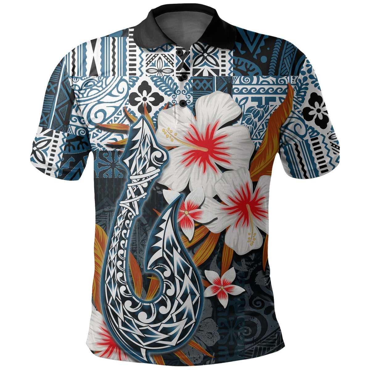 Custom Hawaii Fish Hook Polo Shirt Blue Style LT6 - Wonder Print Shop