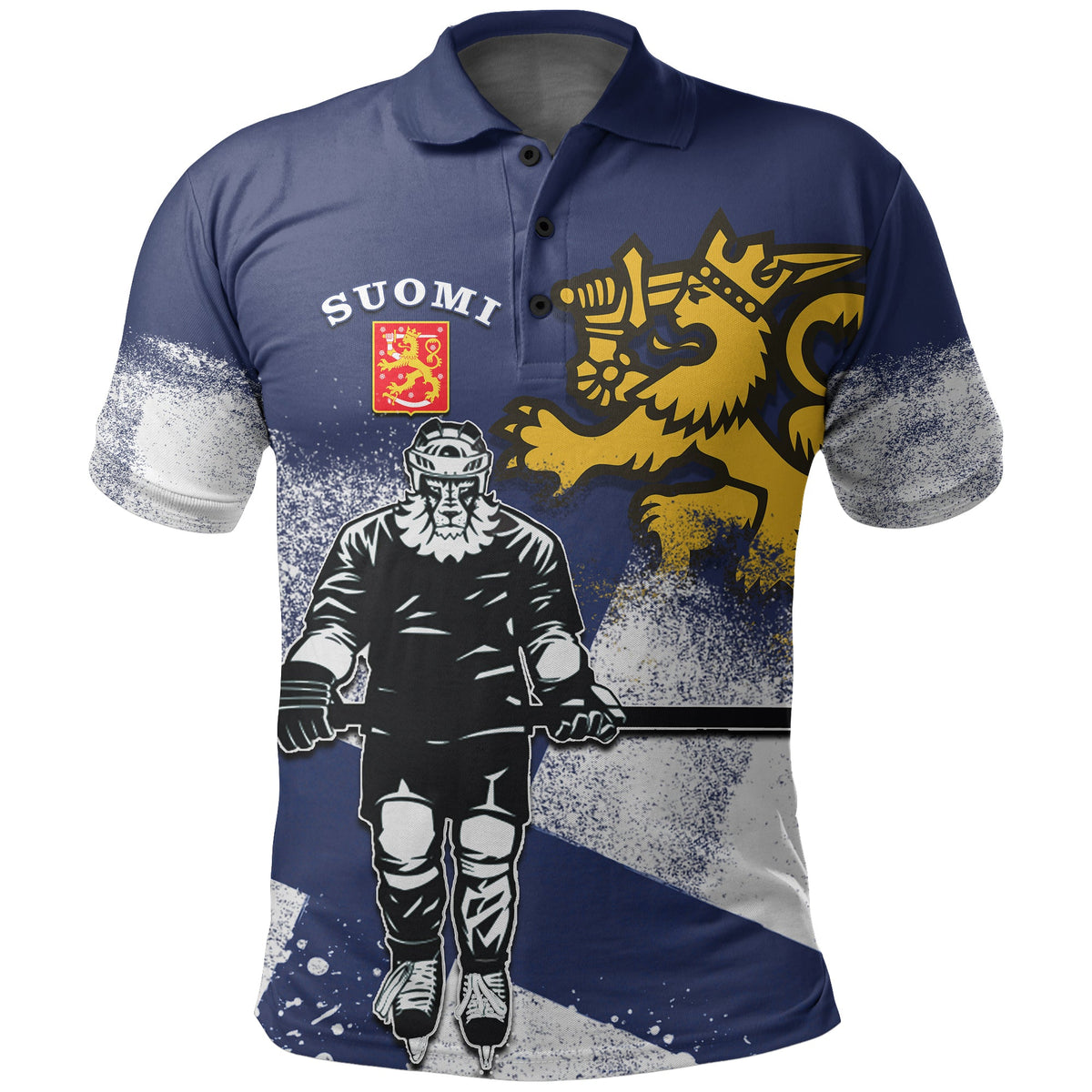 (Custom And Number) Finland Hockey Suomi Polo Shirt Flag LT6 - Wonder Print Shop