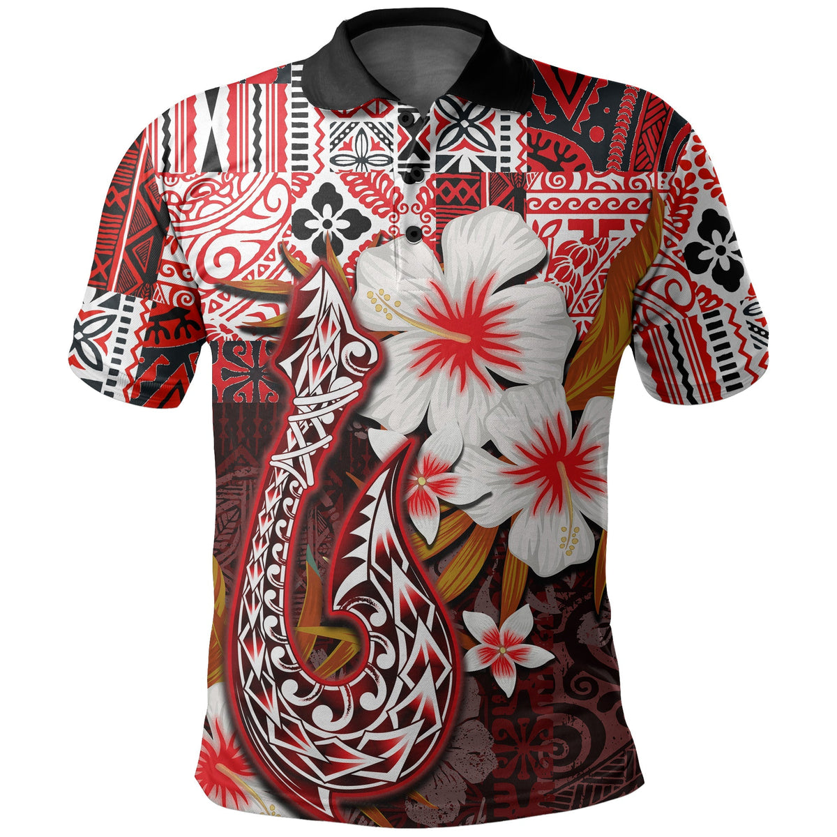 Custom Hawaii Fish Hook Polo Shirt Red Style LT6 - Wonder Print Shop